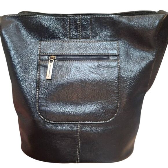 Mario Hernandez Butterfly Embossed Leather Patchwork Bucket Bag - Picture 4 of 8